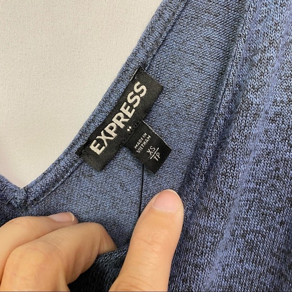 NWT-Express Blue Marl V neck Ruffle short Romper XS - Picture 6 of 7